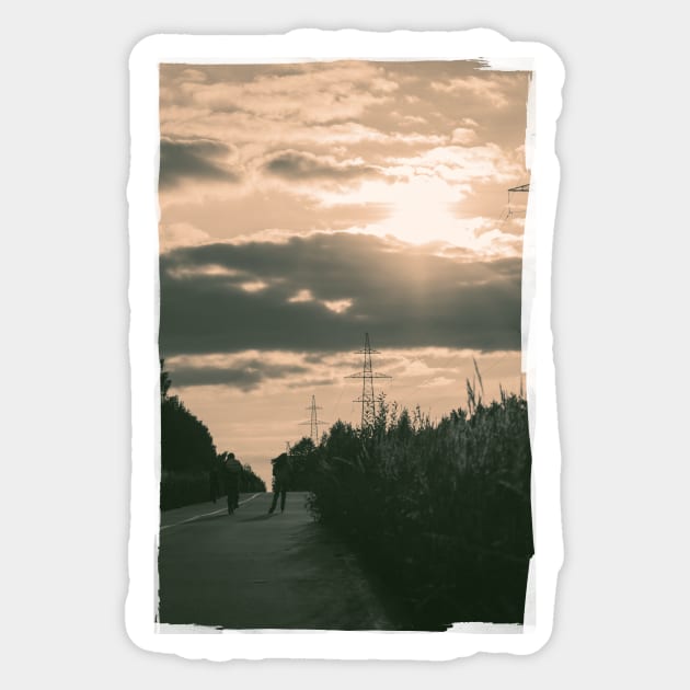 Sunset Forest Road Sticker by cinema4design